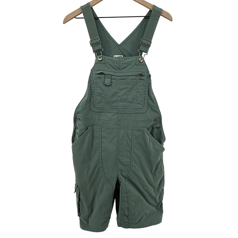 Duluth Heirloom Gardening Bib Shortalls Green Women XS Rip Stop Overalls Shorts